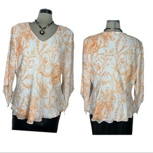 Gorgeous Elegant Orange and White 3/4 bell Sleeves Size XL